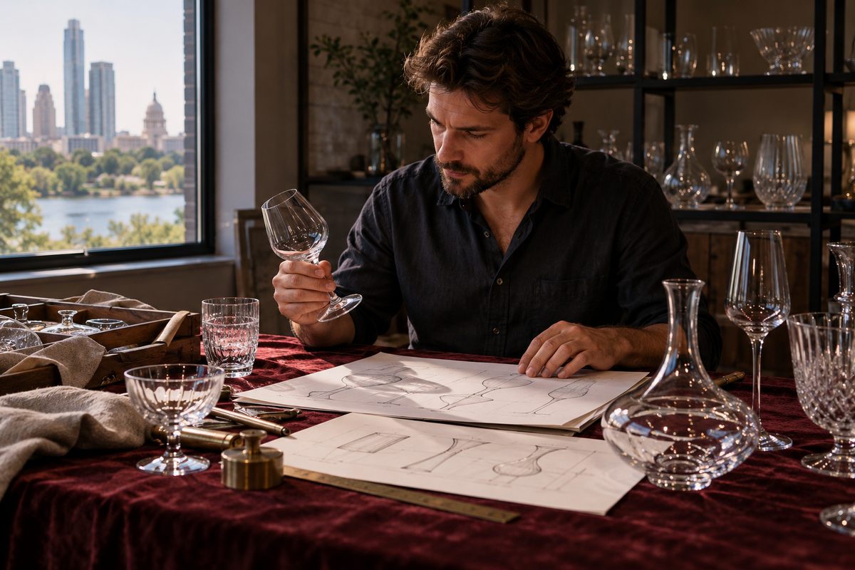 Catalogue manager Ivan Petrov examining technical glassware specifications at the Austin facility.
